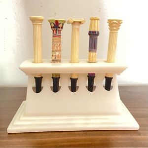 Vintage Architecture Column Pen Set in Marble Stone Display Holder